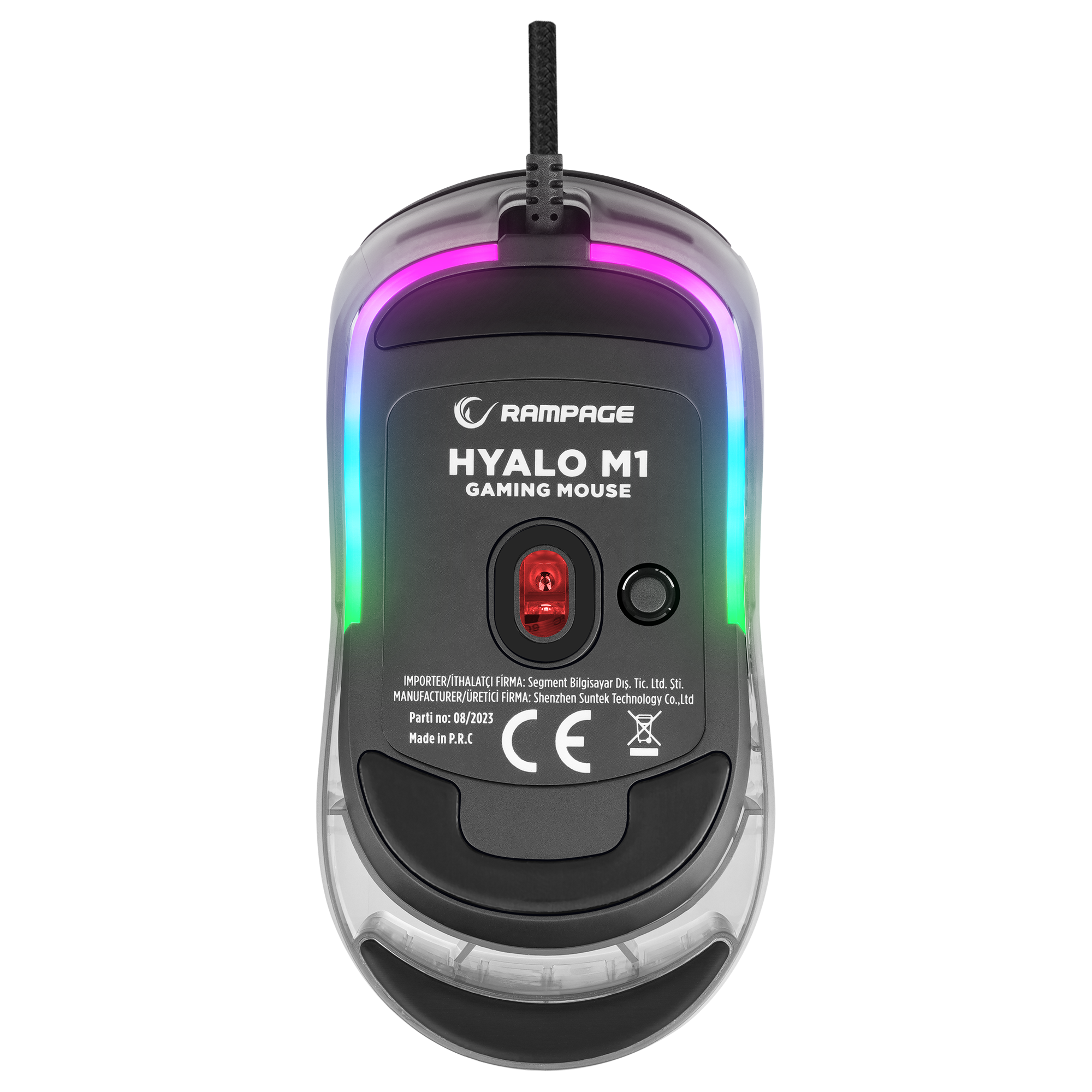 Hyalo M1 Siyah Değiştirilebilir 3 Kapaklı RGB 12000 DPI Gaming Oyuncu Mouse - Rampage