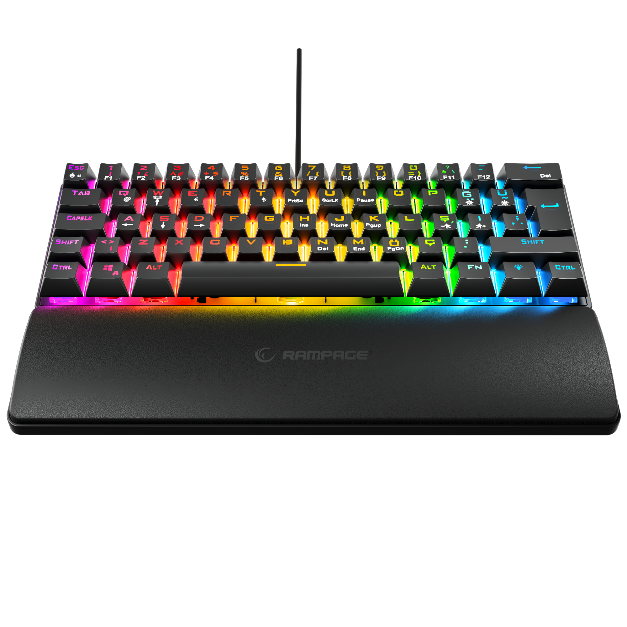 Rainbow Bilek Destekli Blue Switch Oyuncu Klavyesi-Siyah