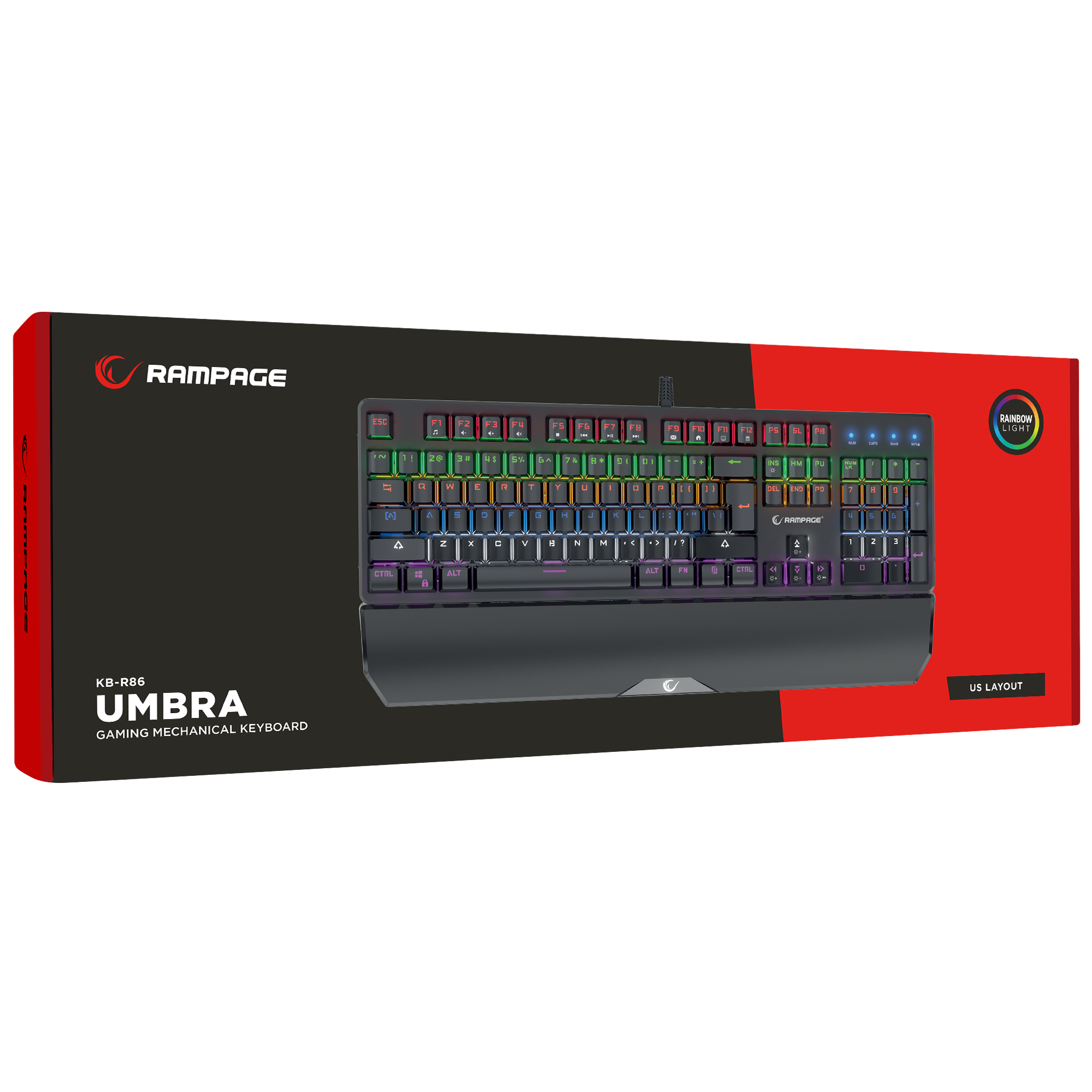 KB-R86 UMBRA Siyah Red Switch US Layout Mekanik Gaming Oyuncu Klavye