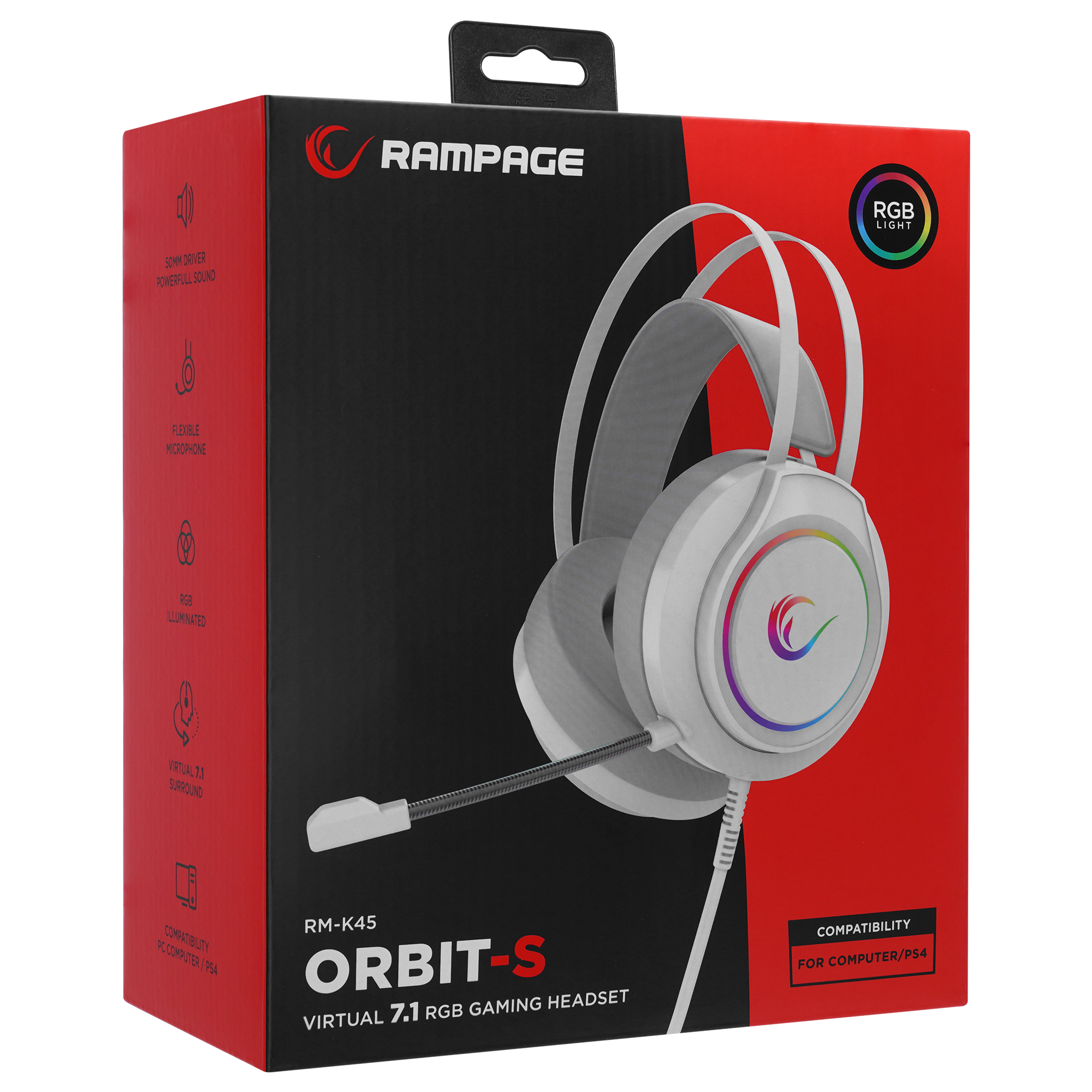 RM-K45 ORBIT-S Beyaz RGB Led 7.1 Gaming Mikrofonlu Oyuncu Kulaklığı