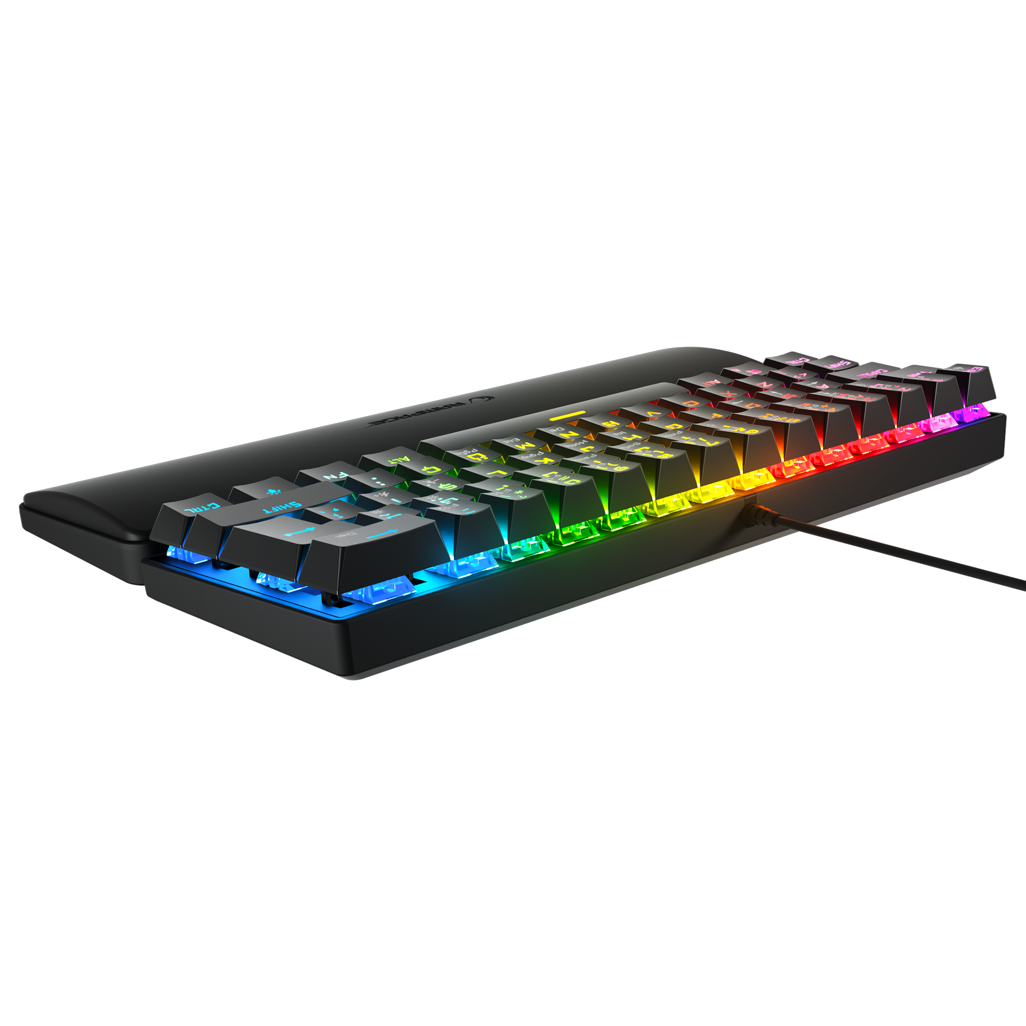 Rainbow Bilek Destekli Blue Switch Oyuncu Klavyesi-Siyah