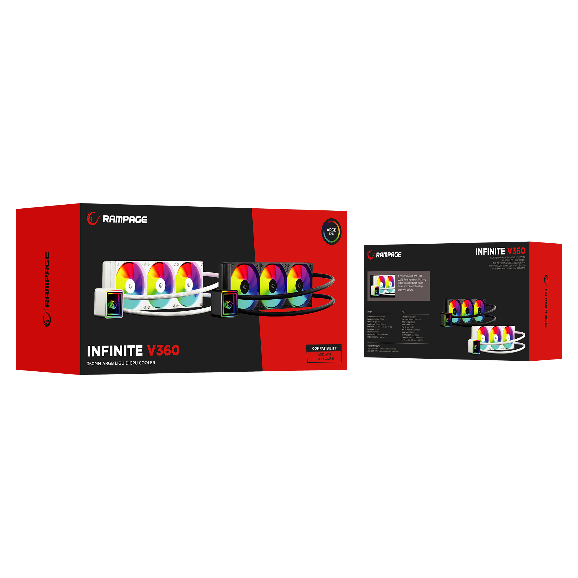 ARGB LGA1700/1851 / AM5 Uyumlu 360mm Sıvı Soğutmalı CPU Fan- Siyah