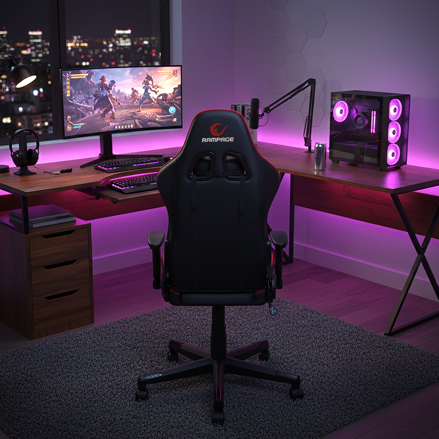 Üst Seviye Terletmez Kumaş Oyuncu Koltuğu-Siyah