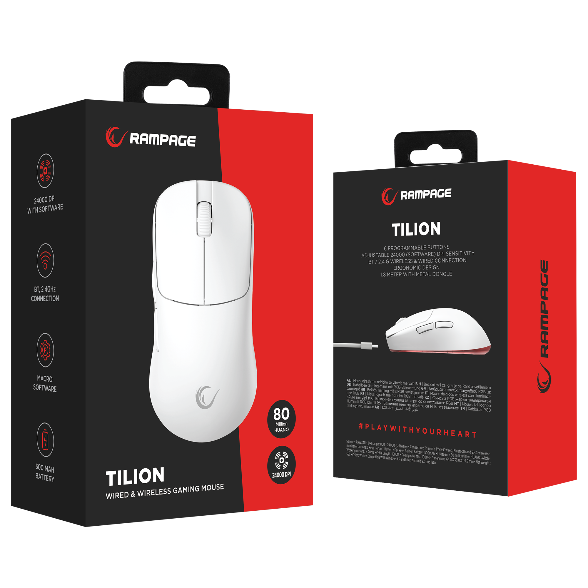 Tilion 24000 DPI Kablosuz Oyuncu Mouse - Beyaz