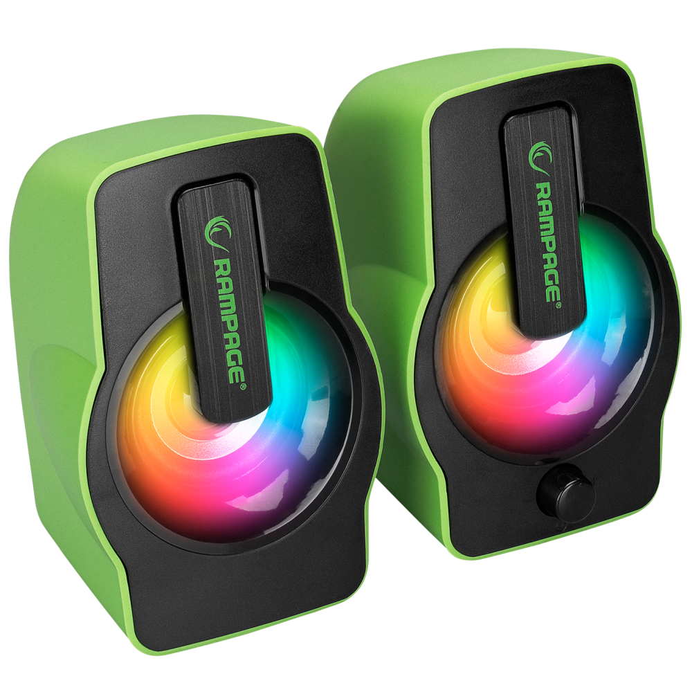 Rampage RMS-G7 FALSETTO 2.0 6 Watt RGB Ledli Yeşil Multimedia Gaming USB Speaker