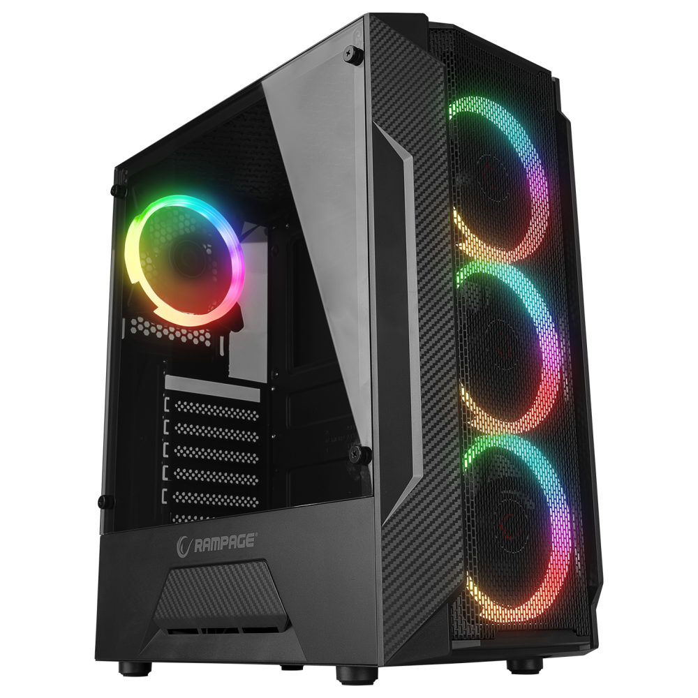 Rampage FUSION 650W 80+ BRONZE 4*12cm Rainbow Temperli Camlı ATX Mid-T Gaming Oyuncu Kasası