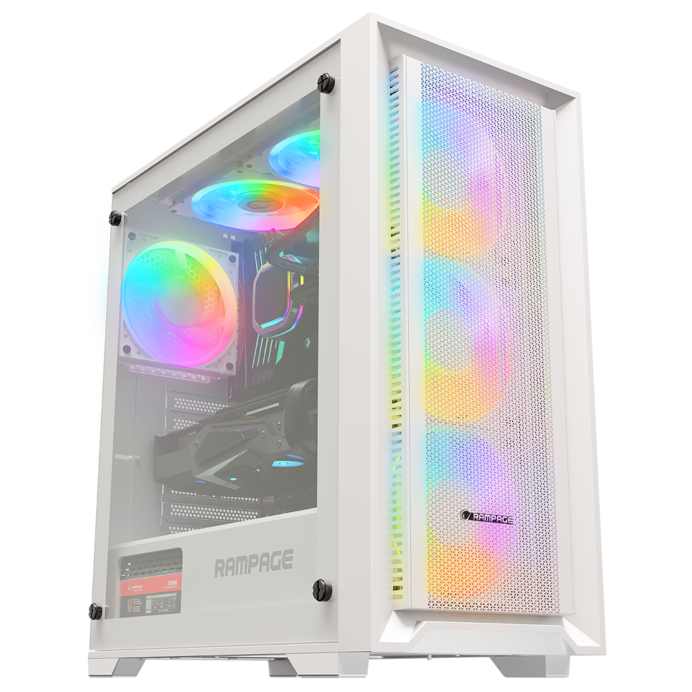 Rampage VOYAGER 750W 80+ BRONZE Beyaz 4*RGB Auto Fan ATX Mid-T Gaming Oyuncu Kasası
