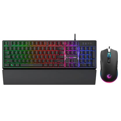 Km-Rx7 Fortuna V2 Gökkuşağı Combo English Oyuncu Klavye + 12800 Dpi Mouse Set-Siyah