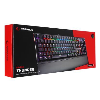KB-R92 THUNDER Siyah USB Bilek Destekli Blue Switch Full RGB Q Gaming Oyuncu Mekanik Klavye - Rampage