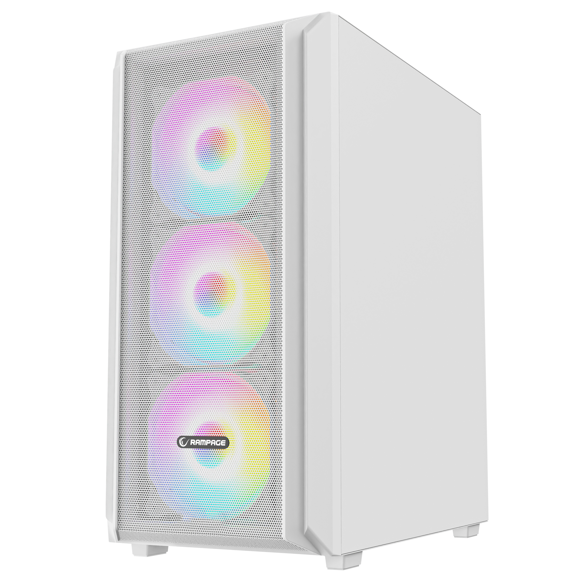 BETA MESH 650W 80 Plus Standart 4*12cm ARGB Fan Temperli Camlı Mid-T Beyaz Oyuncu Kasası - Rampage