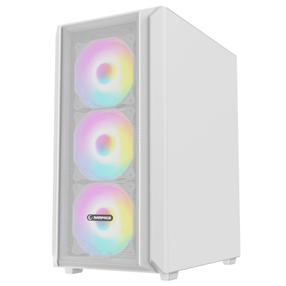 BETA MESH 650W 80 Plus Standart 4*12cm ARGB Fan Temperli Camlı Mid-T Beyaz Oyuncu Kasası - Rampage