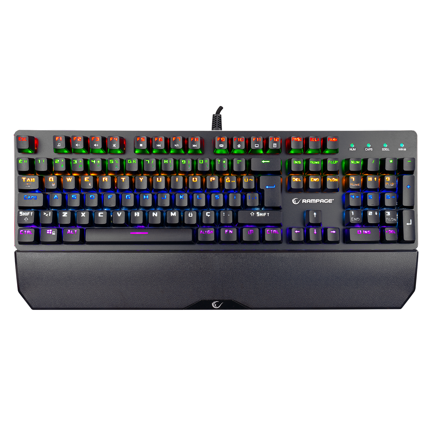 KB-R81 ROCKET Mavi Switch Gökkuşağı Ledli RGB Şeritli Metal Yüzey Mekanik Gaming Oyuncu Klavye - Rampage