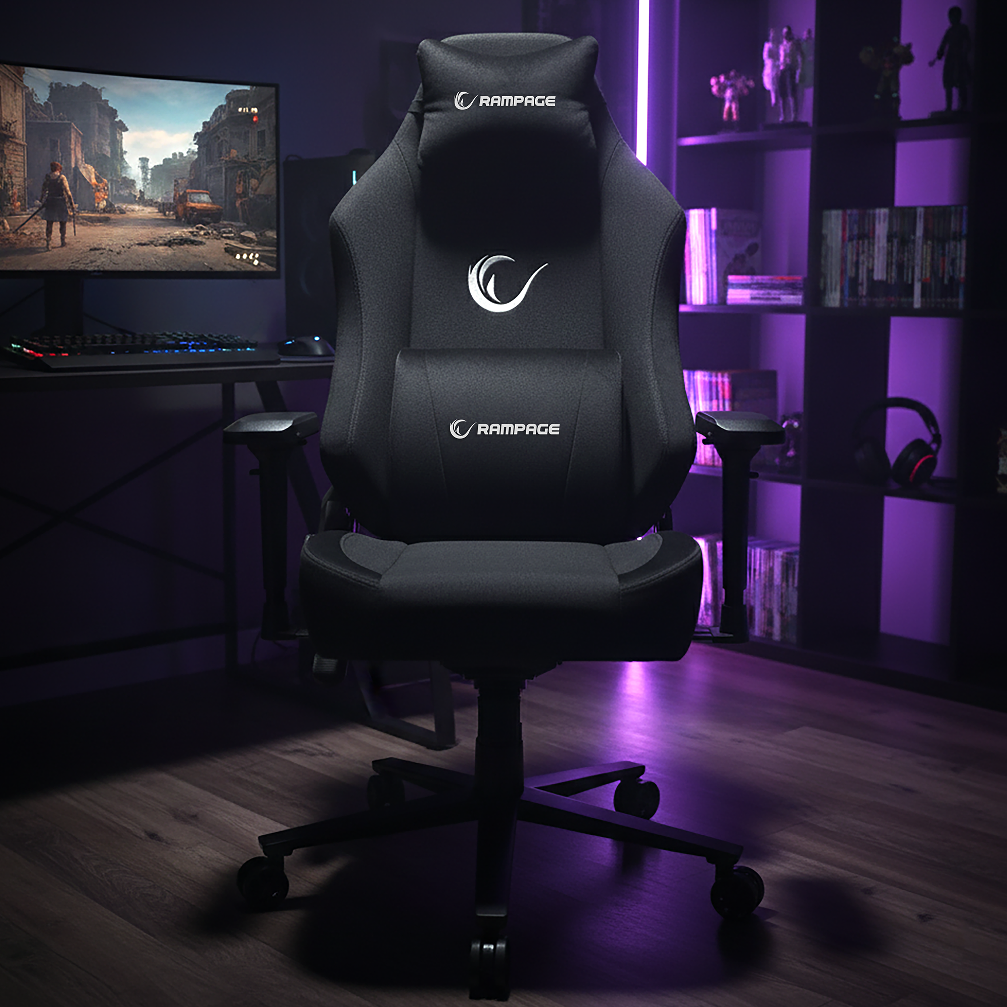 Üst Seviye Terletmez Kumaş Oyuncu Koltuğu-Siyah