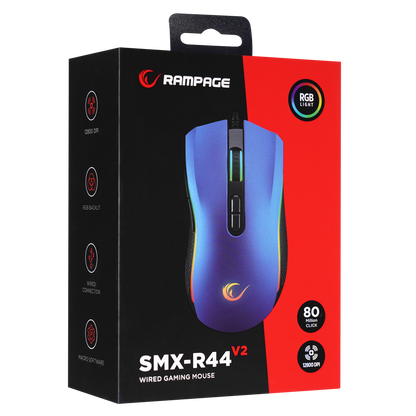 SMX-R44 V2 Makrolu Mavi 12800 DPI RGB Ledli 80 Million Huano Switch Gaming Oyuncu Mouse