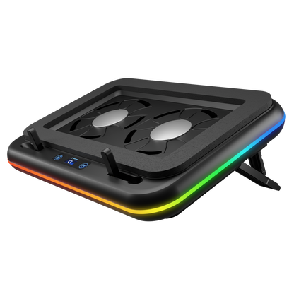 S55 Angel Led Ekranlı RGB  2 Fanlı 14-17 inç  Notebook Soğutucu Stand-Siyah