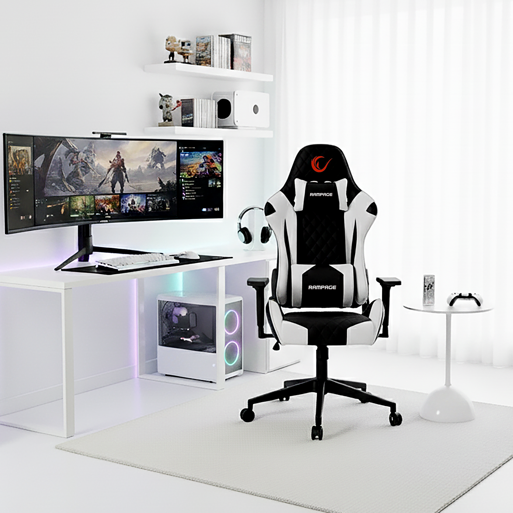KL-R40 Throne Series Gaming Chair-Black/White