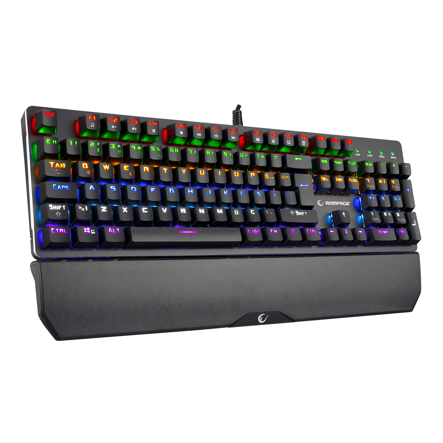 KB-R81 ROCKET Mavi Switch Gökkuşağı Ledli RGB Şeritli Metal Yüzey Mekanik Gaming Oyuncu Klavye - Rampage