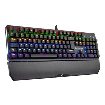 KB-R81 ROCKET Mavi Switch Gökkuşağı Ledli RGB Şeritli Metal Yüzey Mekanik Gaming Oyuncu Klavye - Rampage
