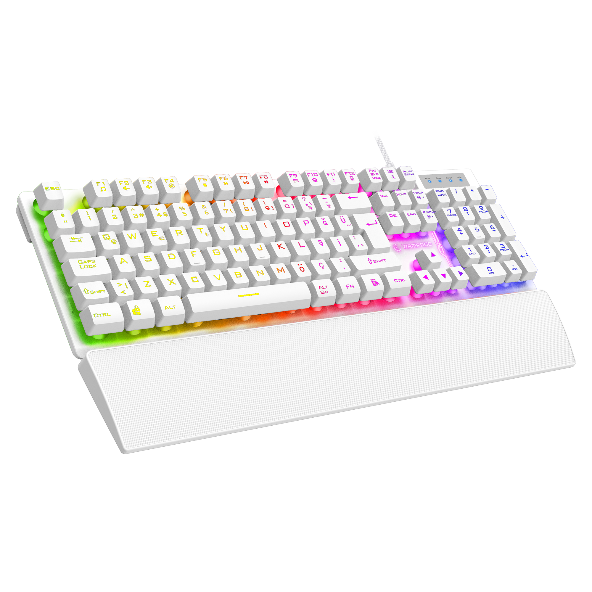 KM-RX7 FORTUNA V2 Beyaz Gaming Combo Q Gaming Klavye + 12800 dpi Mouse