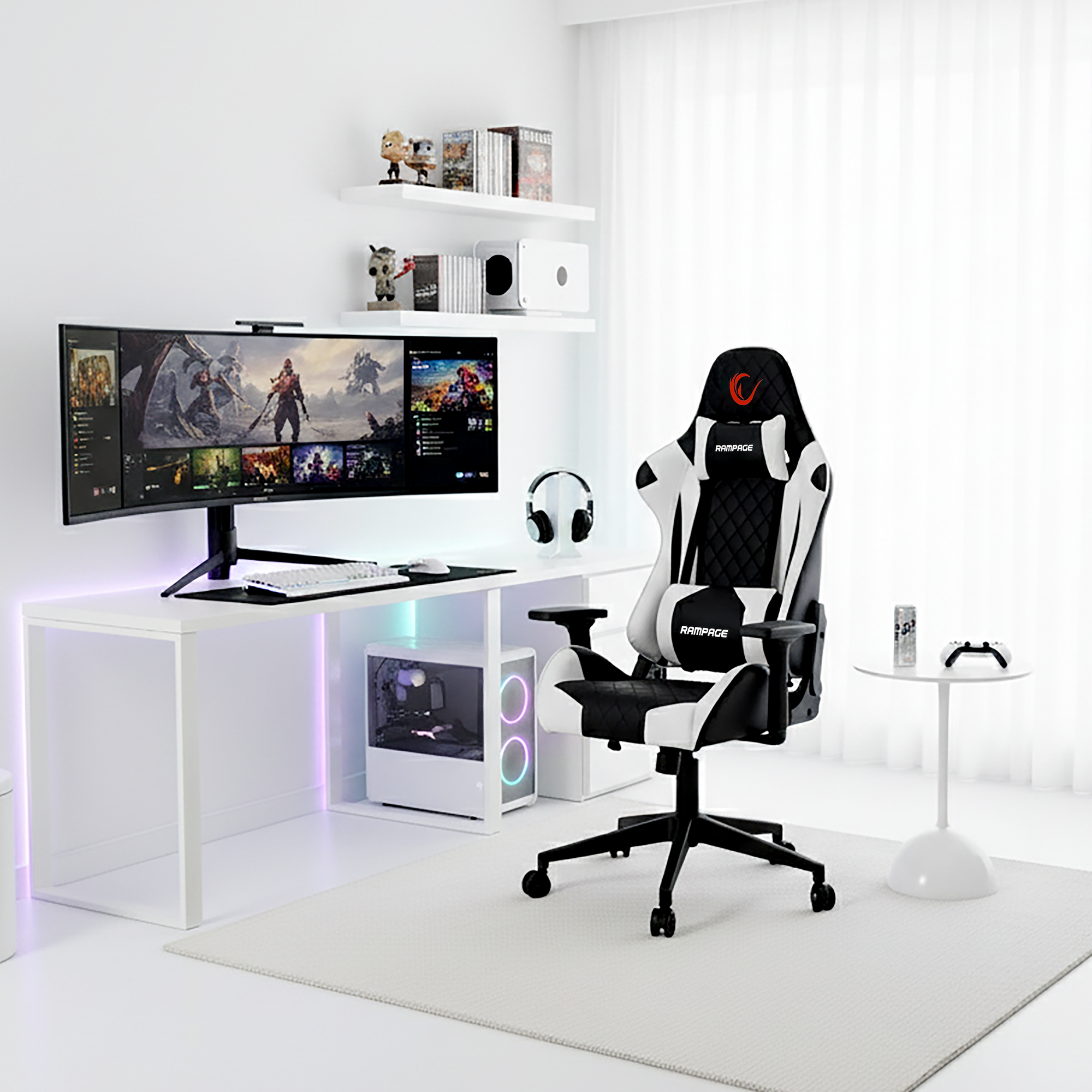 KL-R40 Throne Series Gaming Chair-Black/White