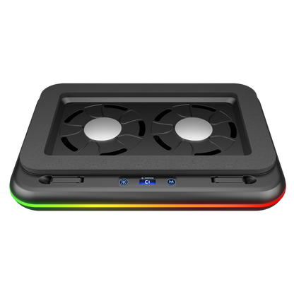 S55 Angel Led Ekranlı RGB  2 Fanlı 14-17 inç  Notebook Soğutucu Stand-Siyah