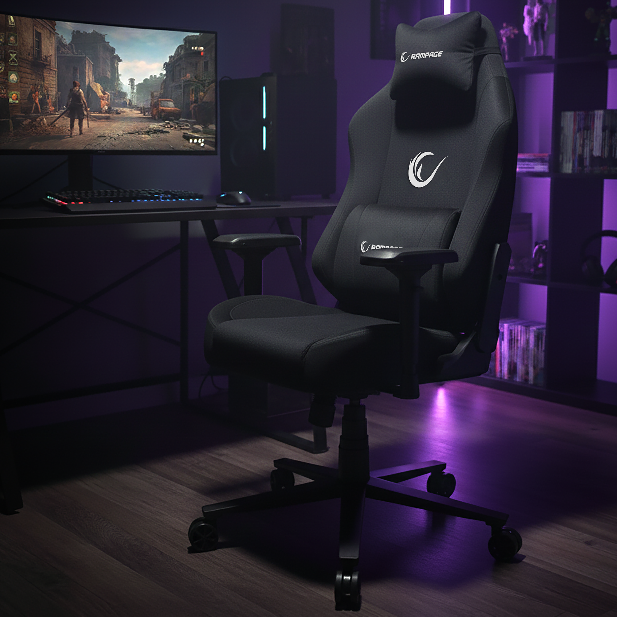 Üst Seviye Terletmez Kumaş Oyuncu Koltuğu-Siyah