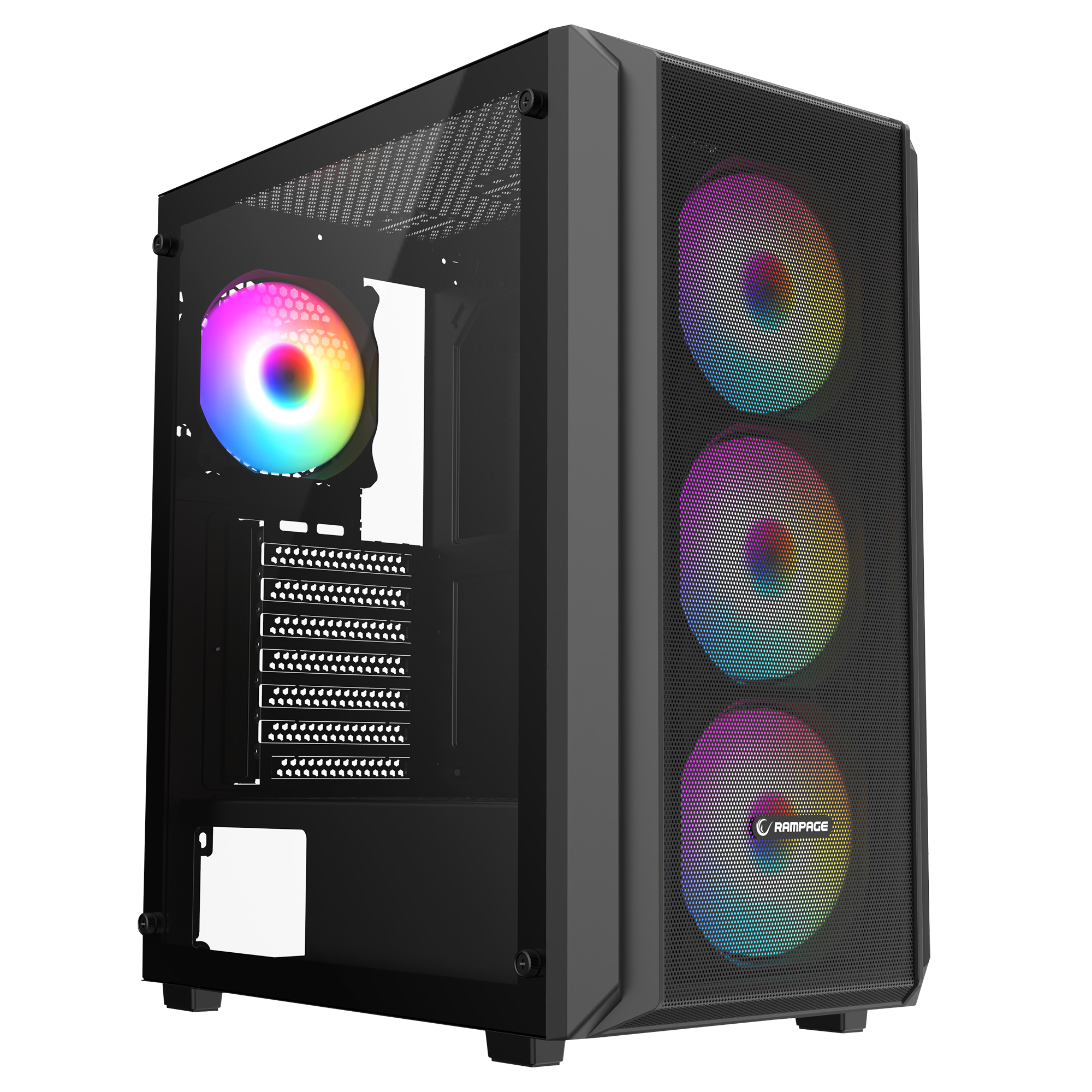 BETA MESH 650W 80 Plus Standart 4*12cm ARGB Fan Temperli Camlı Mid-T Siyah Oyuncu Kasası - Rampage