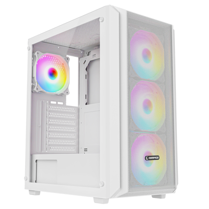BETA MESH 650W 80 Plus Standart 4*12cm ARGB Fan Temperli Camlı Mid-T Beyaz Oyuncu Kasası - Rampage