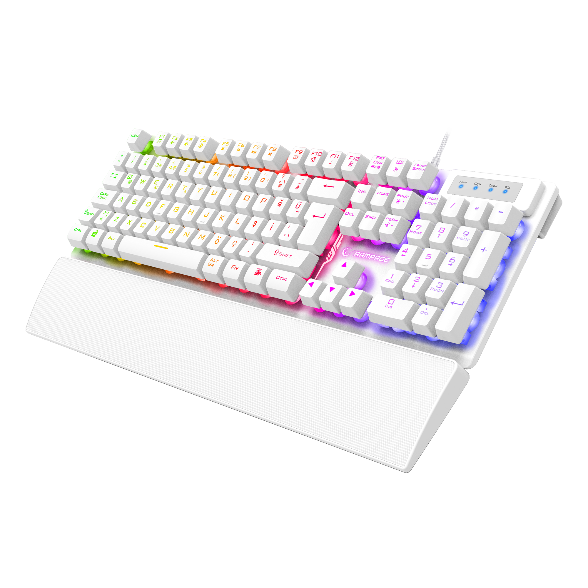 KM-RX7 FORTUNA V2 Beyaz Gaming Combo Q Gaming Klavye + 12800 dpi Mouse