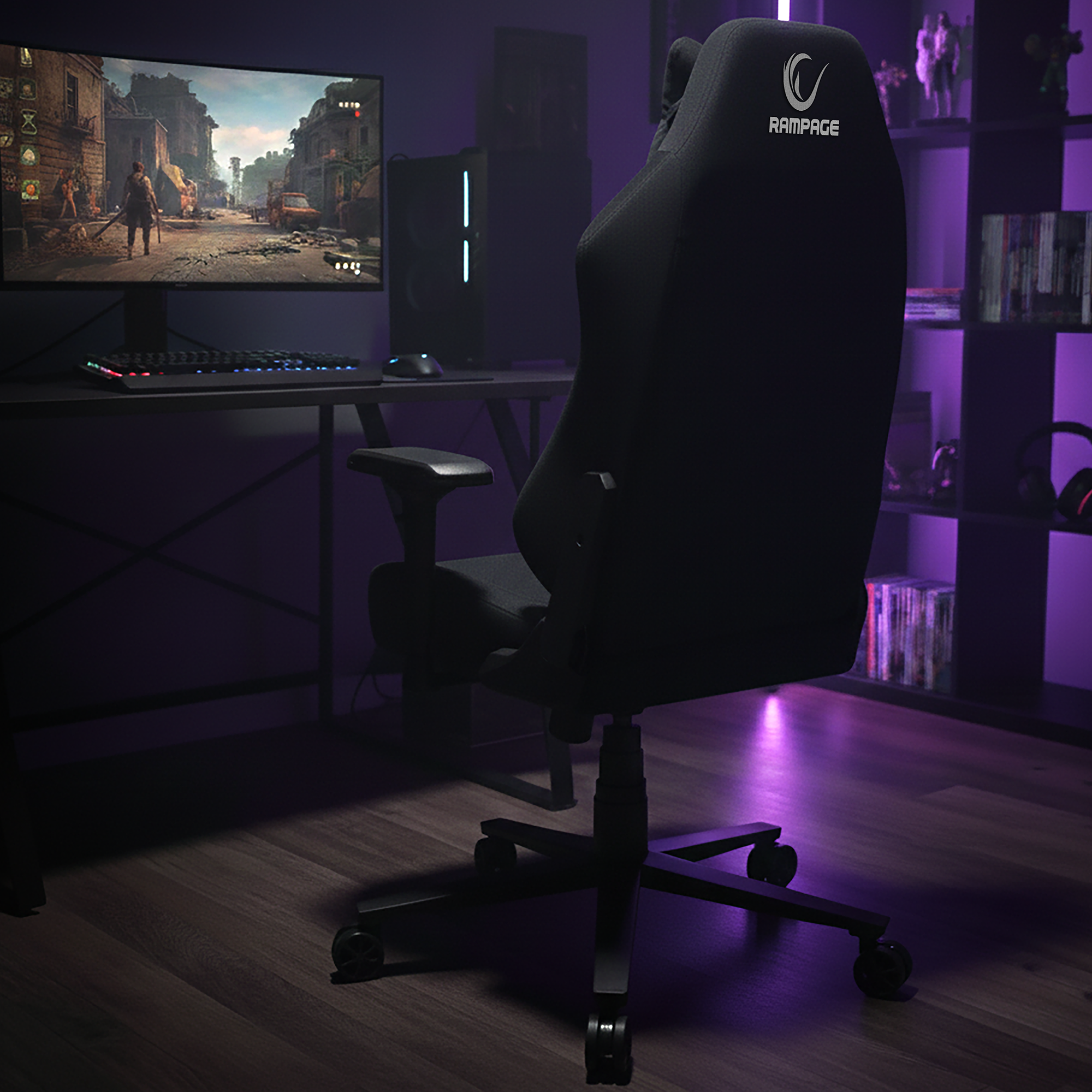 Üst Seviye Terletmez Kumaş Oyuncu Koltuğu-Siyah