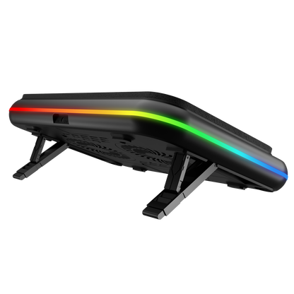 S55 Angel Led Ekranlı RGB  2 Fanlı 14-17 inç  Notebook Soğutucu Stand-Siyah