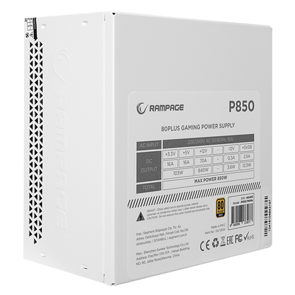 P850 850W 80+ GOLD APFC Beyaz PC Power Supply