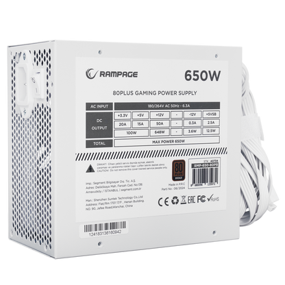 RMP-650-80PB 650W 14cm Fan 80 Plus Bronze Aktif PFC Beyaz Power Supply - Rampage