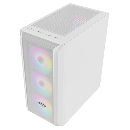 BETA MESH 650W 80 Plus Standart 4*12cm ARGB Fan Temperli Camlı Mid-T Beyaz Oyuncu Kasası - Rampage