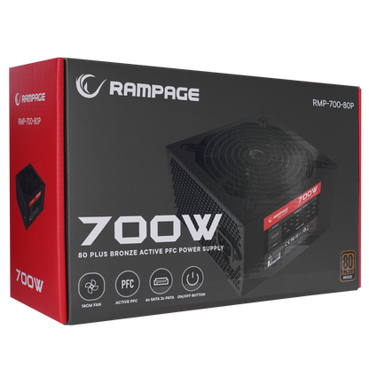 RMP-700-80P 700W 80Plus Bronze 12cm Fan Aktif PFC Power Supply - Rampage
