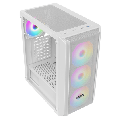 BETA MESH 650W 80 Plus Standart 4*12cm ARGB Fan Temperli Camlı Mid-T Beyaz Oyuncu Kasası - Rampage