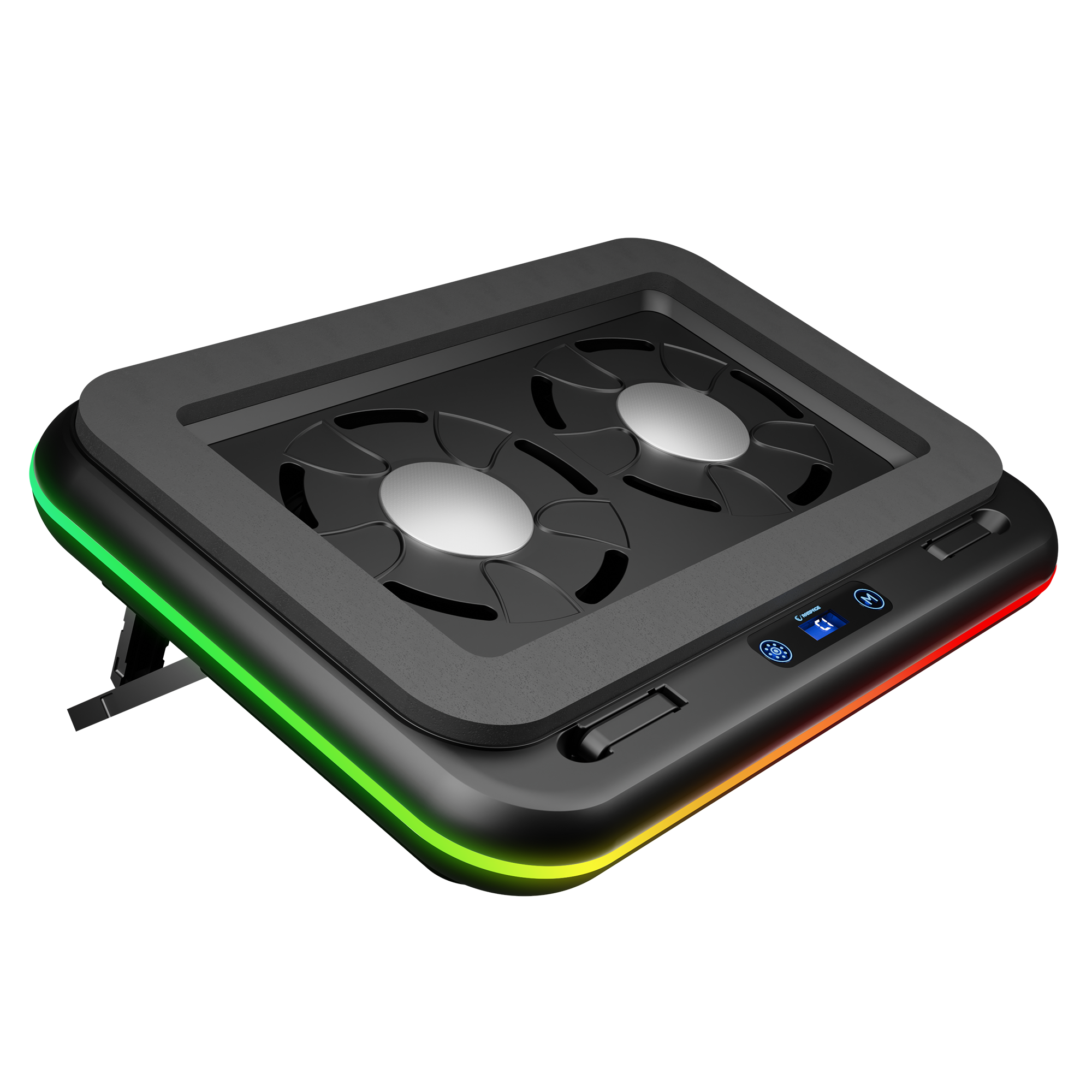 S55 Angel Led Ekranlı RGB  2 Fanlı 14-17 inç  Notebook Soğutucu Stand-Siyah