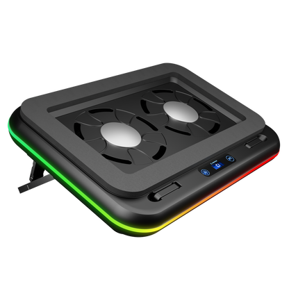 S55 Angel Led Ekranlı RGB  2 Fanlı 14-17 inç  Notebook Soğutucu Stand-Siyah