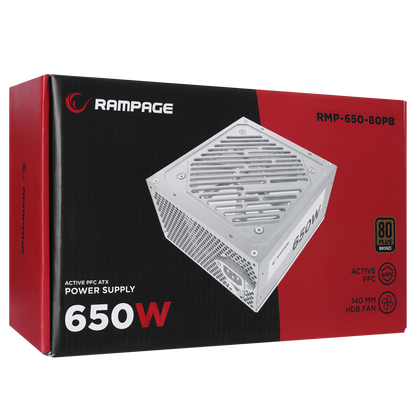 RMP-600-80P 600W 80Plus Bronze 12cm Fan Aktif PFC Beyaz Power Supply - Rampage