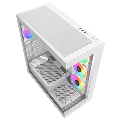 Hydra V3 White 750W 80+ Bronze 7x12cm RGB Fan Atx Mid-T Oyuncu Kasası-Beyaz