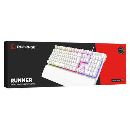 KB-RX77 RUNNER Beyaz USB Rainbow Aydınlatmalı Q Bilek Destekli Gaming Klavye