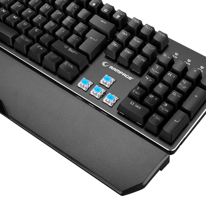 KB-R81 ROCKET Mavi Switch Gökkuşağı Ledli RGB Şeritli Metal Yüzey Mekanik Gaming Oyuncu Klavye - Rampage