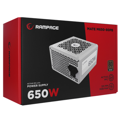 MATE M650- 650W Full Modular 80 Plus Bronze Aktif PFC Beyaz Power Supply - Rampage