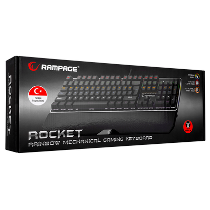 KB-R81 ROCKET Red Switch Gökkuşağı Ledli RGB Şeritli Metal Yüzey Mekanik Gaming Oyuncu Klavye - Rampage