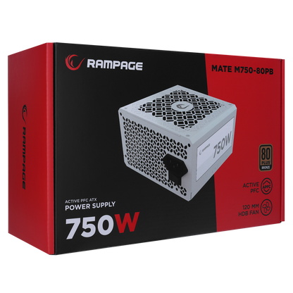 MATE M750-80PB 750W 12cm Fan Full Modular 80 Plus Bronze Aktif PFC Beyaz Power Supply