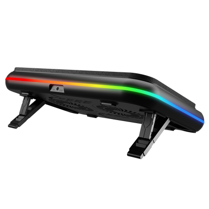 S55 Angel Led Ekranlı RGB  2 Fanlı 14-17 inç  Notebook Soğutucu Stand-Siyah