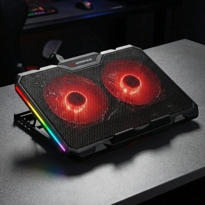 2 RGB Fan 15-17 inç Notebook Soğutucu Stand-Siyah