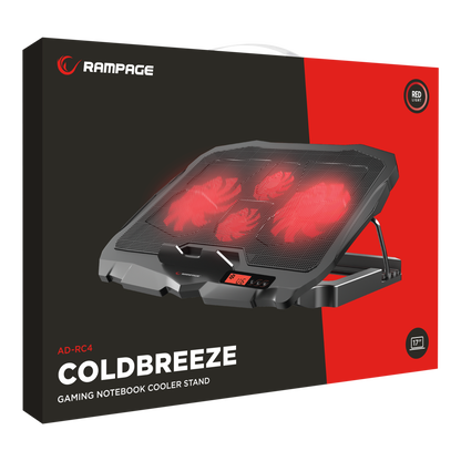 AD-RC4 COLDBREEZE Kırmızı Ledli 2*125mm+2*70mm Işıklı Fan 15-17 Notebook Soğutucu Stand - Rampage