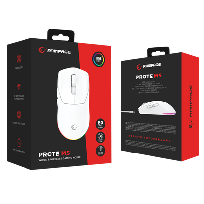 PROTE M5 Kablosuz Beyaz 24000 DPI 3311 Sensor Gaming Oyuncu Mouse - Rampage