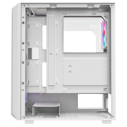 BETA MESH 650W 80 Plus Standart 4*12cm ARGB Fan Temperli Camlı Mid-T Beyaz Oyuncu Kasası - Rampage